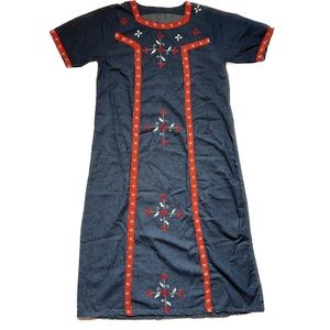 Handmade Cottage Core Denim Maxi Dress